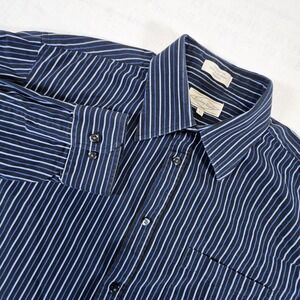 Eighty Eight Striped Long Sleeve Button Up Shirt Mens Size Large Black Blue